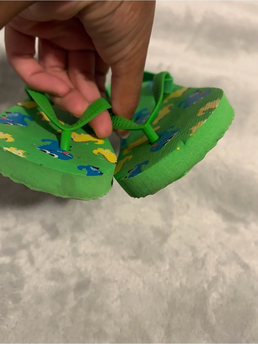 Kids Green Dino Flip-Flops - Fun Printed Sandals